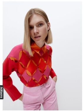 Uterqüe Women’s Colorful Diamond Knit Sweater